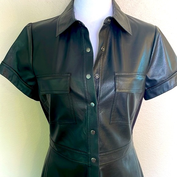 Bcbgmaxazria Nwt Black Faux Leather Dress